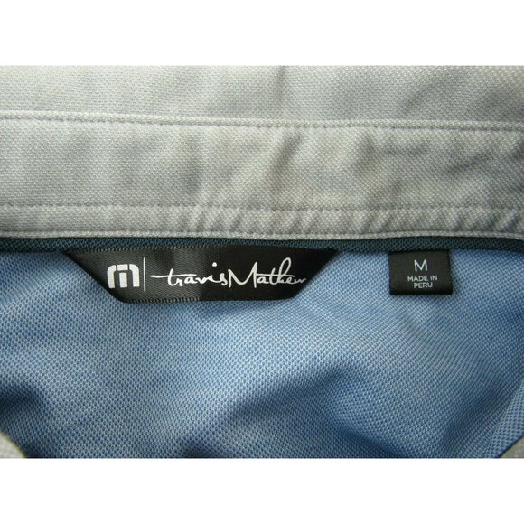 Travis Mathew Mens Golf Polo Shirt M Blue Grey Pima Cotton - Picture 5 of 7
